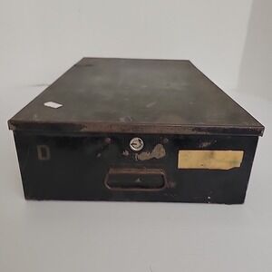 Vintage Metal‎ Strongbox Bank Safe Deposit File Cabinet Box